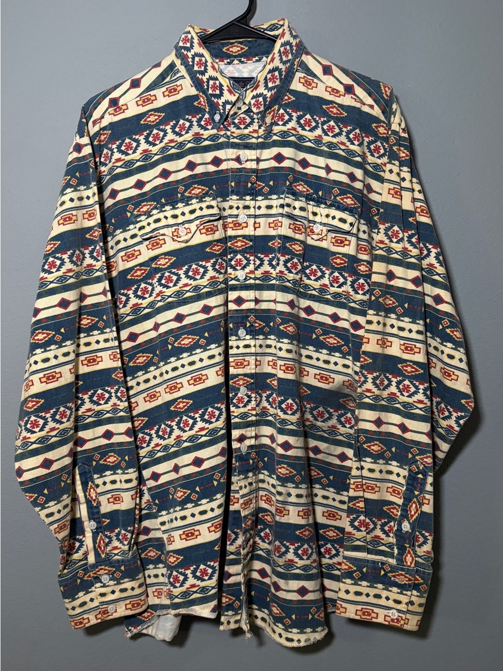 Panhandle Slim Cream & Teal Aztec Print Button-Down Shirt